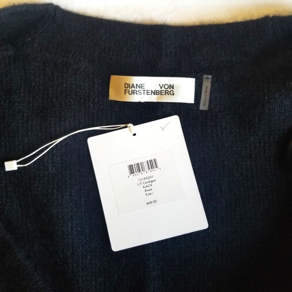 Diane von Fürstenberg, Cardigan Knit Coat, Black, Size Large, NWOT - Picture 9 of 11